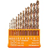 VTEVER Cobalt Drill Bit Set M35 HSS 13-Piece Jobber Drill Bit Kit for Stainless Steel,Hard Metal,Cast Iron and Wood Plastic,1/16'-1/4'…