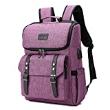 Vintage Backpack Travel Laptop Backpack with usb Charging Port for Women & Men School College Students Backpack Fits 15.6 Inch Laptop Purple
