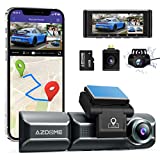 AZDOME M550 Dash Cam 3 Channel, Built in WiFi GPS, With 64GB Card, Front Inside Rear 1440P+1080P+1080P Car Dashboard Camera Recorder, 4K+1080P Dual, 3.19' IPS, IR Night Vision, Capacitor, Parking Mode