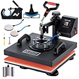 VEVOR Heat Press Machine, 15 x 15 Inch, 6 in 1 Combo Swing Away T-shirt Sublimation Transfer Printer with Teflon Coated, Accessories Included, ETL/FCC Certificated (Color and model may Vary)