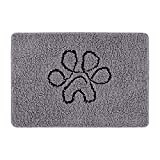 Lifewit Chenille Indoor Doormat Traps Mud and Water, Non Slip Low-Profile Rug Doormats for Muddy Shoes and Dog Paws, Machine Washable Doormat for Pet Entry, Back Door, Mud Room, 24 × 36 in, Grey