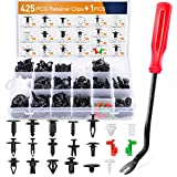 GOOACC 425 Pcs Car Body Retainer Clips Set Tailgate Handle Rod Clip & Fastener Remover - 19 Most Popular Sizes Auto Push Pin Rivets Set -Door Trim Panel Clips for GM Ford Toyota Honda Chrysler