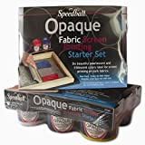 Speedball Fabric Screen Printing Ink Starter Set, Opaque, 6-Colors, 4-Ounce Jars, Silver, Raspberry, Blue Topaz, Citrine, Pearly White, and Black Pearl for T-Shirt and Silkscreen Printmaking