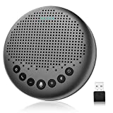 Bluetooth Speakerphone - eMeet Luna Conference Speaker, w/Enhanced Noise Reduction Algorithm, Daisy Chain, w/Dongle USB Speakerphone for Home Office, 360degree Voice Pickup for 8 People Gray