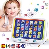 PLAY Spanish & English Learning Tablet for Toddlers 1-3,Kids Bilingual Interactive Alphabet ABC Letters,Words,Color Learning Toys,Educational Preschool Speech Therapy Pad Toy for Babies 18 Month+