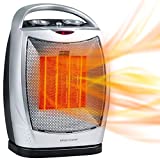 Portable Ceramic Space Heater 1500W/750W, 2 in 1 Oscillating Electric Room Heater with Tip Over and Overheat Protection, 200 Square Feet Fast Heating for Indoor Bedroom Office Desk Home (Black)