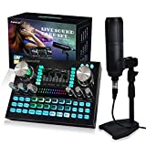 AULETIN Podcast Microphone Sound Card Kit, Podcast Equipment Bundle/Audio Interface/Voice Changer/Live Sound Mixer for Live Streaming, Recording and Gaming Compatible with PC/Laptop / Smartphone