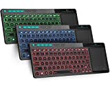 Rii K18 Plus Wireless 3-LED Color Backlit Multimedia Keyboard with Multi-Touch Big Size Trackpad,Rechargable Keyboard for Android TV Box,PC,Smart TV,Xbox,Raspberry Pi, HTPC IPTV,Windows, MacOS (2.4G)