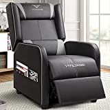 VITESSE Gaming Recliner Chair Racing Style Single Ergonomic Lounge Sofa Modern PU Leather Reclining Home Theater Seat for Living Gaming Room (Grey).