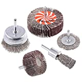 Swpeet 5Pcs Crimped Wire Wheel Brush & Wire Cup Brush Set with 1/4-Inch Shank, 5 Sizes Drill Accessory Kit Perfect for Removal of Rust/Corrosion/Paint - Reduced Wire Breakage and Longer Life
