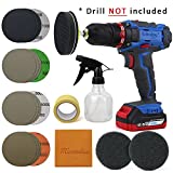 Car Headlight Restoration Kit, Heavy Duty Lights Polish Headlights Lens Restore Cleaner DIY Polishing for Electric Drill, 3' Waterproof Sanding Discs, Scouring Pads+Spray Bottle, Total 24Pack