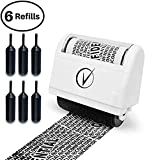 Identity Theft Protection Roller Stamps Wide Kit, Including 6-Pack Refills - Confidential Roller Stamp, Anti Theft, Privacy & Security Stamp, Designed for ID Blackout Security - Classy White