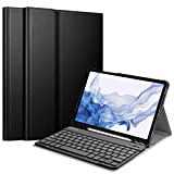 Fintie Keyboard Case for Samsung Galaxy Tab S8/Tab S7 11 Inch (Model SM-X700/X706/T870/T875/T878) with S Pen Holder, Slim Lightweight Stand Cover w/Detachable Wireless Bluetooth Keyboard, Black