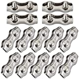 Cozihom 1/8 Inch M3 Stainless Steel Duplex 2-Post Cable Clamp, Wire Rope Clip Cable Clamp, Pack of 14