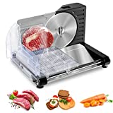 OSTBA Foldable Meat Slicer,Electric Deli Food Slicer with Food Tray,0-18mm Adjustable Thickness Meat Slicer for Home,Portable Collapsible Food Slicer with Stainless Steel Blades, Cuts Ham,Bread,Cheese
