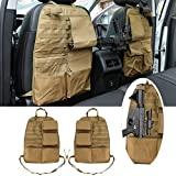 Khaki Tactical Car Back Seat Gun Rack Holder Organizer with Molle Panel Universal Front Seatback Cover Storage Bag for Hunting Rifles Shotguns Mount Fit for Truck Vehicles SUV MPV Pickup - 2PCS