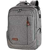KROSER Laptop Backpack Large Computer Backpack Fits up to 17.3 Inch Laptop with USB Charging Port Water-Repellent School Travel Backpack Casual Daypack for Business/College/Women/Men-Grey