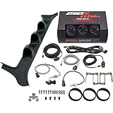 MaxTow Diesel Gauge Package Compatible with Ford F-250 F-350 7.3L Power Stroke 1992-1997 - Black & Green 60 PSI Boost, 1500F Pyrometer EGT & Transmission Temperature Gauges - Black Triple Pillar Pod