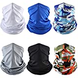 Summer Face Cover Scarf Mens Balaclava Neck Gaiter Baclava Face Breathable Bandana Sun Protection Cycling Running (Fresh Colors, 6 Pieces)