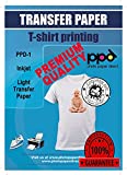 PPD Inkjet Premium Iron-On White and Light Colored T Shirt Transfers Paper LTR 8.5x11” Pack of 20 Sheets (PPD001-20)