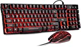 Rii Gaming Keyboard and Mouse Set, 3-LED Backlit Mechanical Feel Business Office Keyboard Colorful Breathing Backlit Gaming Mouse for Working or Primer Gaming,Office Device (RK108)