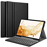 Fintie Keyboard Case for Samsung Galaxy Tab S8 Plus 2022/S7 FE 2021/S7 Plus 2020 12.4 Inch with S Pen Holder, Slim Stand Cover Detachable Wireless Bluetooth Keyboard, Black
