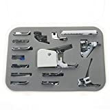 BIGTEDDY 15pc Domestic Sewing Machine Snap-On Presser Walking Foot Kit for Brother, Singer, Babylock, Janome, Pfaff, Kenmore, Riccar, Necchi Silver