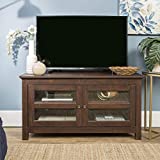 Walker Edison Simple Wood Universal TV Stand for TV's up to 50' Flat Screen Living Room Storage Entertainment Center, 44 Inch, Brown