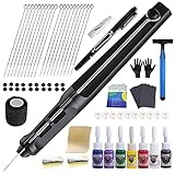 HAWINK Hand Tattoo Poke Stick Kit DIY Tattoo Tool Kit with 7 Ink 20 PCS Needles Aluminum Alloy Pen GK-HW801TN01-1