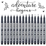 Hand Lettering Pens, 15 Pack Calligraphy Brush Pen Markers Black Ink for Beginners Writing, Lettering, Journaling, Art Drawing, Signature, Illustrations and Office School Supplies by Tebik