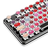 Basaltech Typewriter Style Mechanical Gaming Keyboard, Retro Steampunk Vintage Keyboard with White LED Backlit, 104-Key Anti-Ghosting Blue Switch Wired USB Metal Panel Round Keycaps