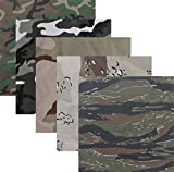 Army Universe Camouflage Jumbo Bandanas Cotton Military Headwraps 27' x 27', 5-Pack