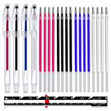Sunioine 4 Colors Heat Erasable Fabric Marking Pens with 16 Refills, 1 Gauge Sewing Measuring Tool, for Sewing Quilting, Tailors Chalk Fabric Markers