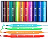 35 Dual Markers Pen for Adult Coloring Book, Coloring Brush Art Marker, Fine Tip Colored Pens for Kids, Bullet Journaling Drawing Planner