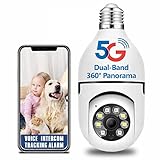 Lightbulb Security Camera,Screw in Camera for Light Socket Outdoor 5ghz/2.4ghz WiFi,Camera Light Bulb with 360° Motion HD/Night Vision/Light Bulb Security Camera Wireless WiFi Indoor Security Camera