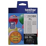 Brother Genuine High Yield Black Ink Cartridges, LC2032PKS, Replacement Black Ink Two Pack, Includes 2 Cartridges of Black Ink, Page Yield Up To 550 Pages/Cartridge, LC203