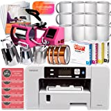 Sawgrass UHD Virtuoso SG500 Sublimation Printer Starter Bundle with Easysubli Inks, Pink 4-in-1 Heat Pres, Sublimation Paper, Tape, Blanks, Designs, Exclusive Content