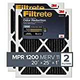 Filtrete 20x25x1, AC Furnace Air Filter, MPR 1200, Allergen Defense Odor Reduction, 2-Pack (exact dimensions 19.688 x 24.688 x 0.84)