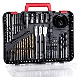 AVID POWER Drill Bit Set, Drill Bits for Metal, Wood, Masonry-100Pcs Titanium, High Speed Steel Drill Bit Screwdriver Bit Set with Storage Case