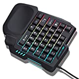 One Handed Gaming Keyboard, Small Gaming Keyboard with Ergonomic Palm Rest, LED Backlit Mini Gaming Keypad, USB Wired Game Controller for Gamer(Black)