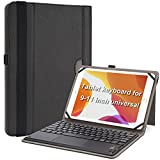 Tzyyy Universal Keyboard Case for 9-11 inch Tablet, Durable PU Leather Cover with Detachable Magnetic Keyboard and Adjustable Silica-Gel Fixing Band