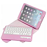 BoriYuan iPad Mini Keyboard Case- Detachable Removable Wireless Bluetooth Keyboard Folio Flip Protective Slim PU Leather Cover Case Stand for Apple Mini 4/ Mini 3/ Mini 2 with Retina/Mini 1 (Pink)