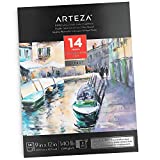 Arteza 9X12' Watercolor Pad, 14 Sheets (140lb/300gsm), 100% Cotton, Double-Sided, Cold-Pressed, Acid-Free Paper, Art Supplies for Watercolor Techniques and Mixed Media