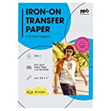 PPD Inkjet Premium Iron-On White and Light Colored T Shirt Transfers Paper LTR 8.5x11” Pack of 20 Sheets (PPD001-20)