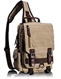 Leaper Canvas Messenger Bag Sling Bag Cross Body Bag Shoulder Bag Khaki, M