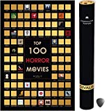 Top 100 Horror Movies Scratch off Poster - Large Cinema Scratchable Poster - Horror Films of all Time Bucket List - 24x16' Easy to Frame Scratchable Checklist Poster - Must See Movie Challenge - 100 Essential Horrors Scratch off Calendar with Scratcher Included - Greatest Horrors to Watch