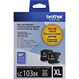 Brother Genuine High Yield Black -Ink -Cartridges, LC1032PKS, Replacement Black -Ink, Includes 2 -Cartridges of Black -Ink, Page Yield Up To 600 Pages/ -Cartridge, LC1032PKS