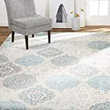 Home Dynamix Boho Andorra Transitional Damask Area Rug, Grey/Blue, 5'2'x7'2'