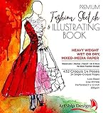 Fashion Sketchbook 432 Figure Templates, Premium Hardcover, Heavy-Weight Multi-Media Paper (9x12 in)