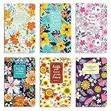 Anzon Mories 6 Packs Floral Notebooks with Bible Verses Inspirational Quote 80 Pages (Lined, 40 Sheets), 5'x 8' Small Memo Book Pocket Notepad Writing Pad, Christian Art Gift Set, Scriptures Journal